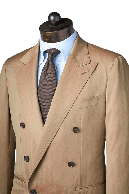 Tan Herringbone Double Breast Suit