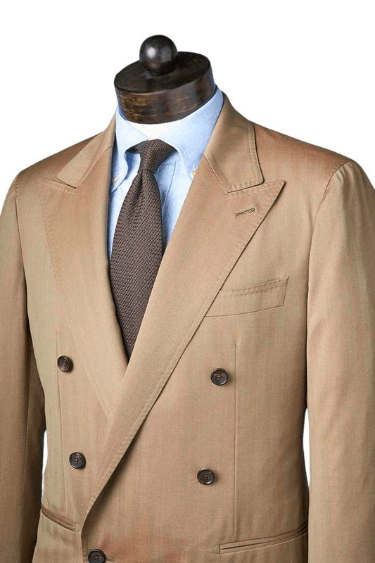 Tan Brown Peaked Lapel Double Breast Suit