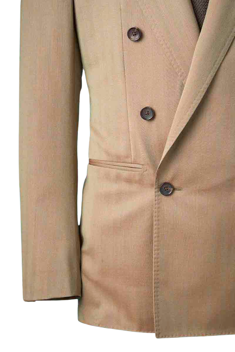 Tan Herringbone Double Breast Suit