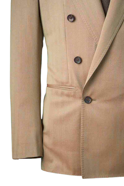 Tan Herringbone Double Breast Suit