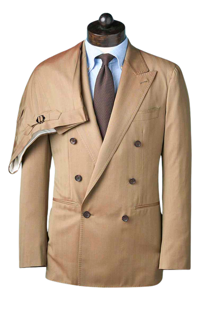 Tan Herringbone Double Breast Suit