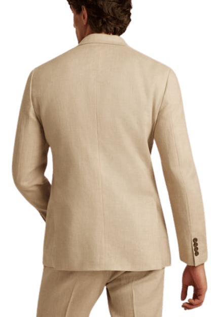 Hellbrauner Anzug aus italienischem Stretch-Leinen mit Revers 