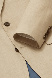 Tan Italian Stretch Linen Notch Lapel Suit