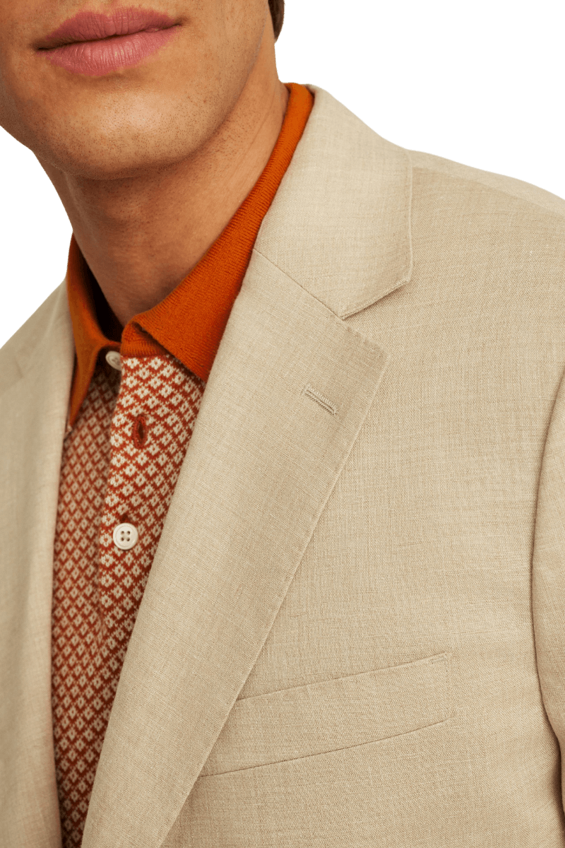 Tan Italian Stretch Linen Notch Lapel Suit