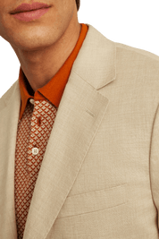 Tan Italian Stretch Linen Notch Lapel Suit