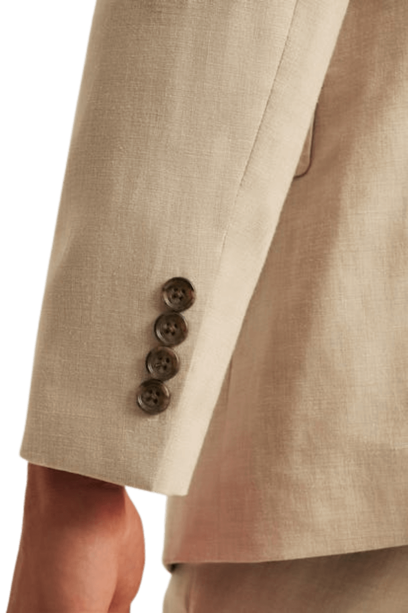 Tan Italian Stretch Linen Notch Lapel Suit