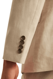 Tan Italian Stretch Linen Notch Lapel Suit