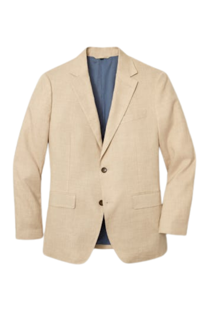 Tan Italian Stretch Linen Notch Lapel Suit