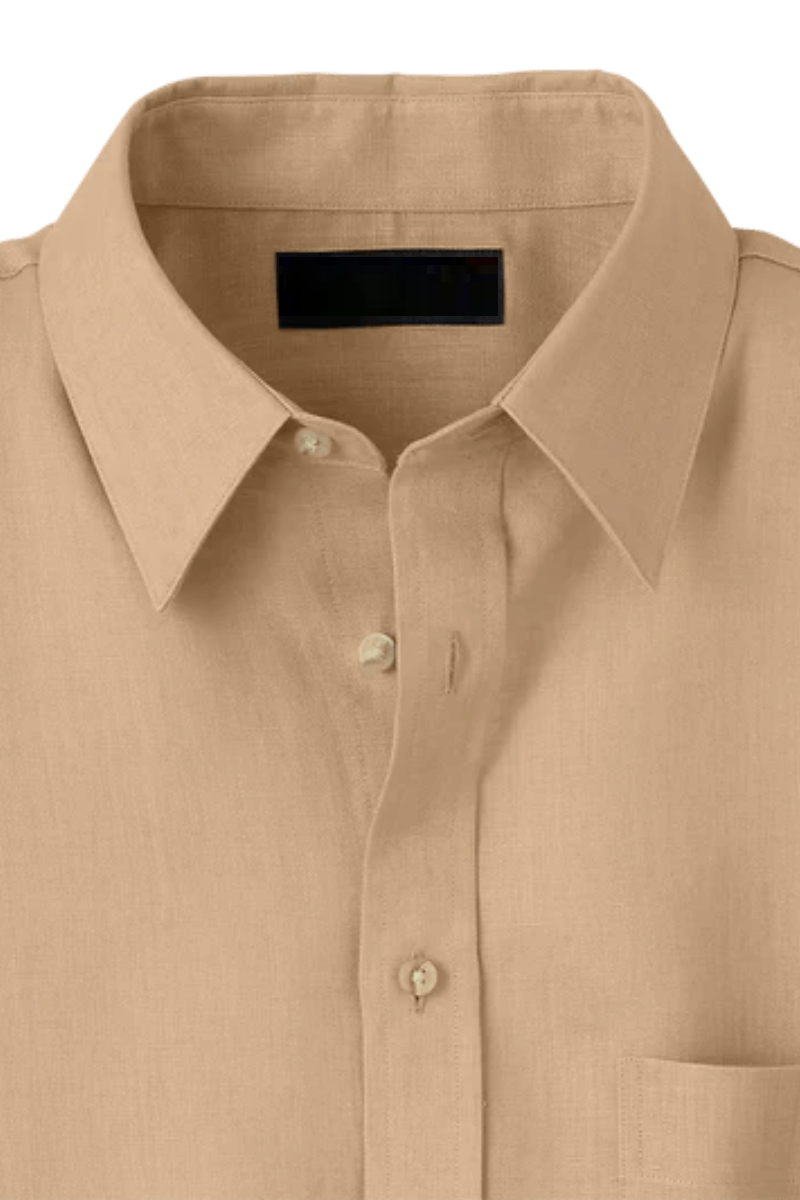 Tan Linen Classic Solid Shirt