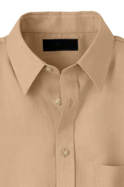 Tan Linen Classic Solid Shirt