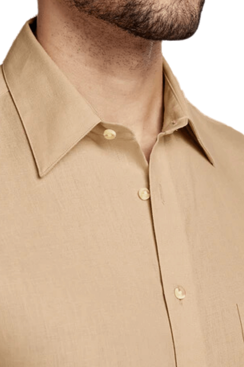 Tan Linen Classic Solid Shirt