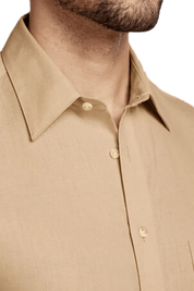 Tan Linen Classic Solid Shirt