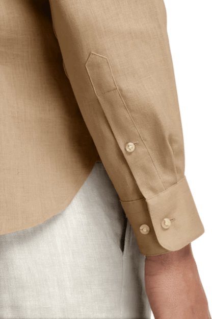 Tan Linen Classic Solid Shirt