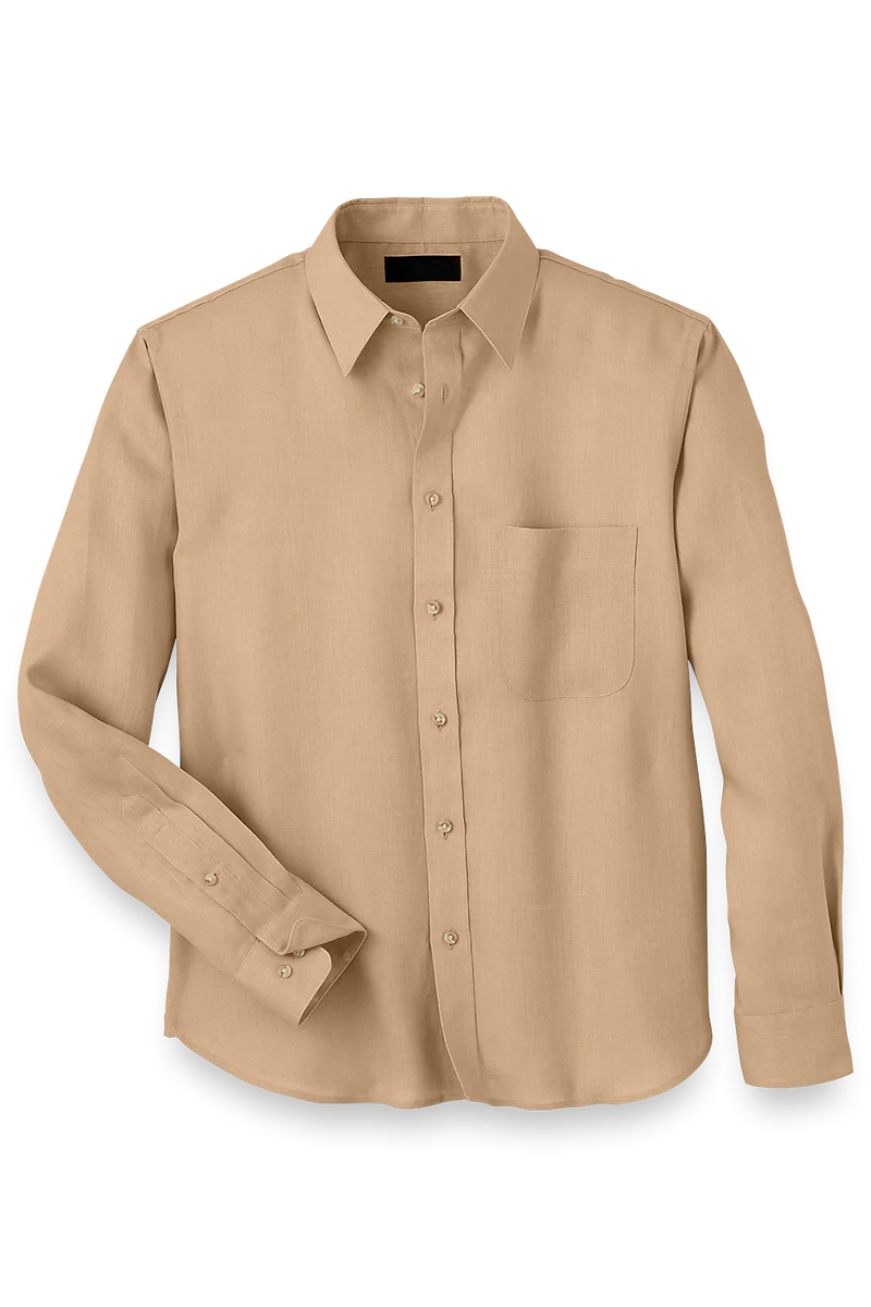 Tan Linen Classic Solid Shirt