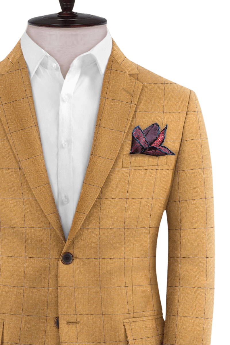 Tan Plaid 2-Button Wool 3-Piece Suit