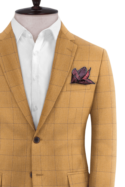 Tan Plaid 2-Button Wool 3-Piece Suit