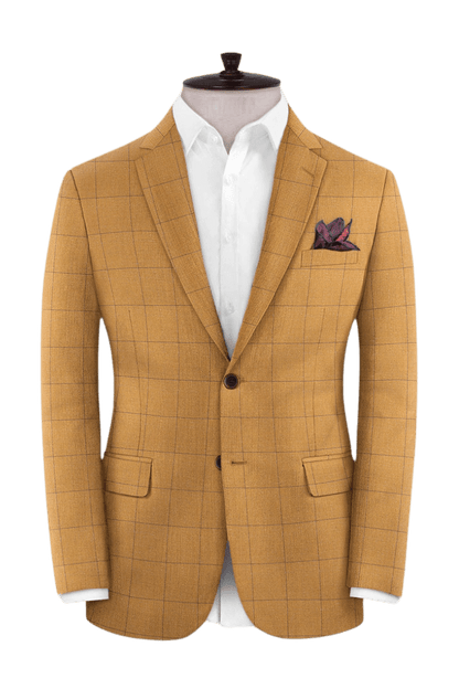 Tan Plaid 2-Button Wool 3-Piece Suit