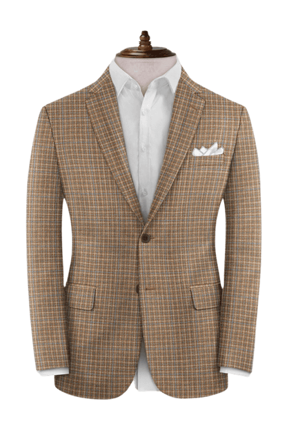 Tan Plaid Wool Lightweight Suit