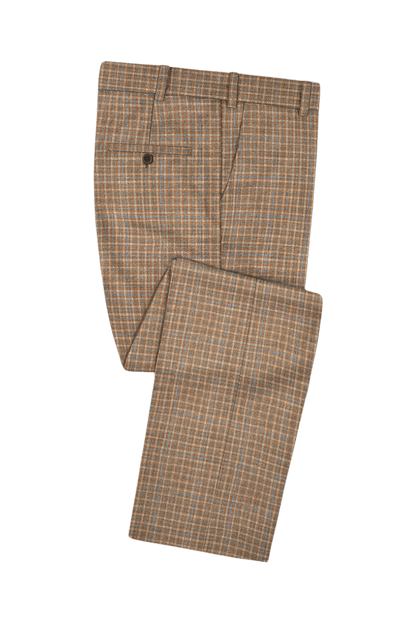 Tan Plaid Wool Lightweight Suit