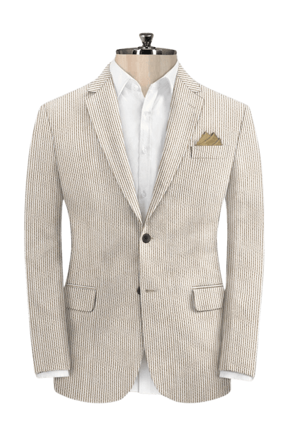 Tan Seersucker Notch Lapel Suit