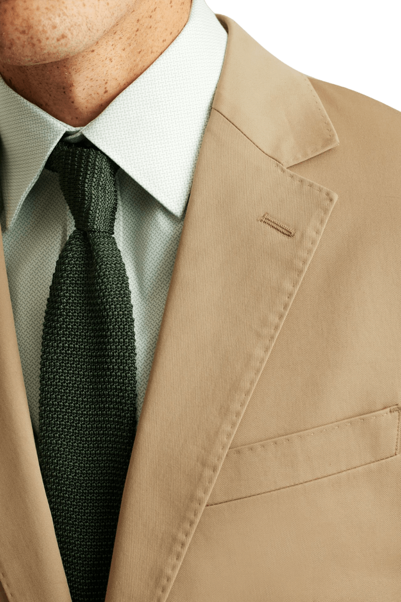 Tan Wool Stretch 2-Button Notch Lapel Jacket