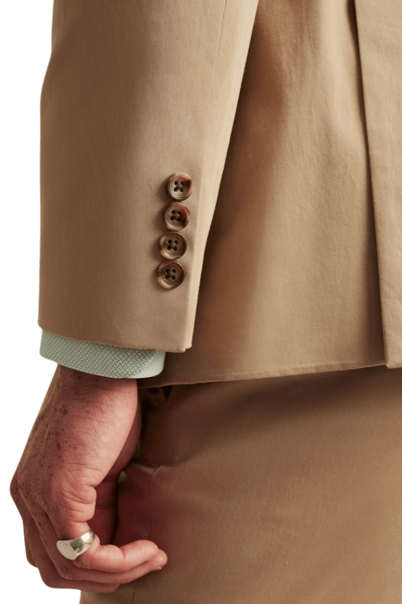 Tan Wool Stretch 2-Button Notch Lapel Jacket