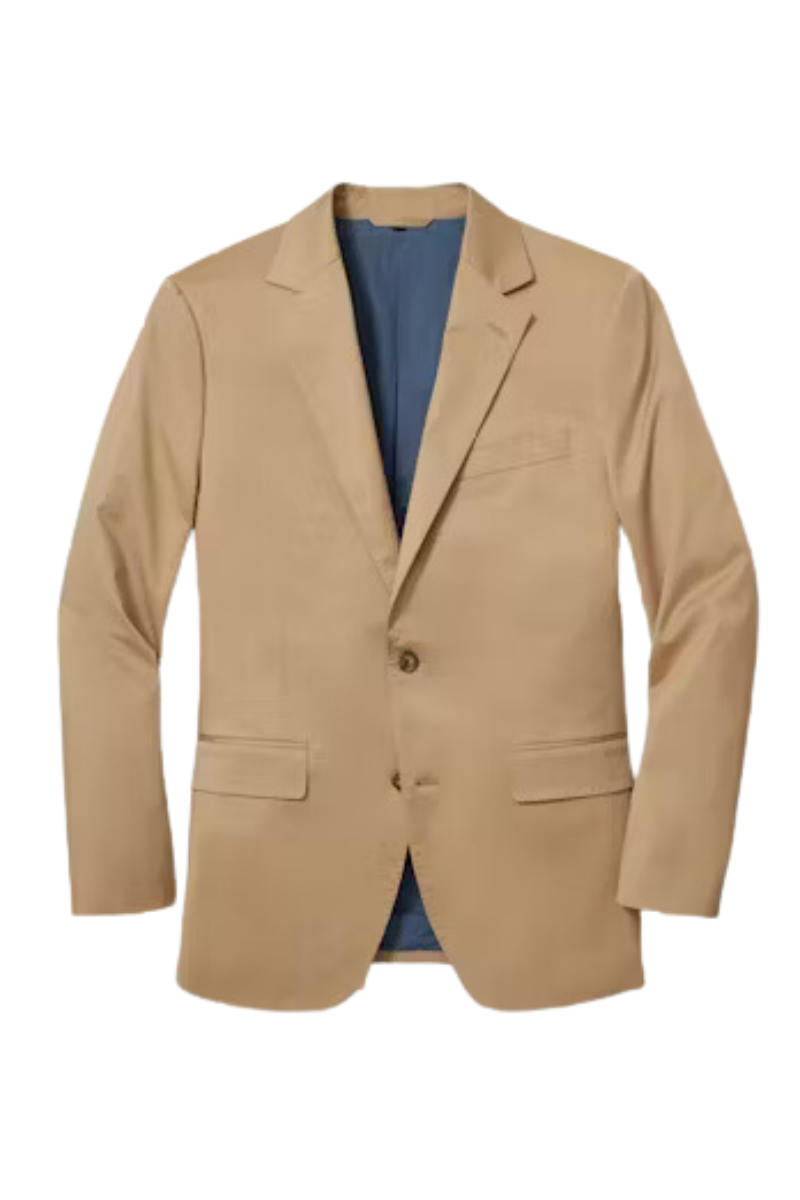 Tan Wool Stretch 2-Button Notch Lapel Jacket