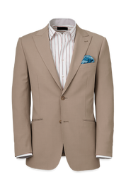 Tan Wool Stretch Single Breasted Peak Lapel Suit