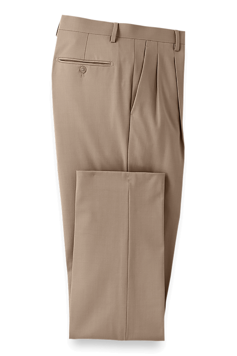 Tan Wool Stretch Single Breasted Peak Lapel Suit