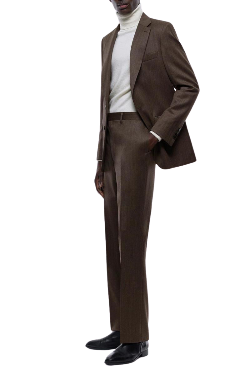 Taupe Brown Slack 2 piece 2-Button Suit