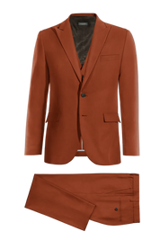 Terrakotta-Orange Slim Fit 3-teiliger Anzug mit 2 Knöpfen