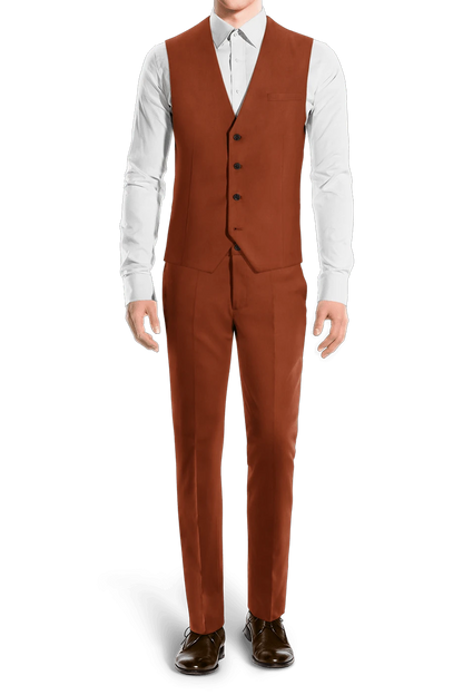 Traje de 3 piezas de corte entallado y 2 botones en color naranja terracota