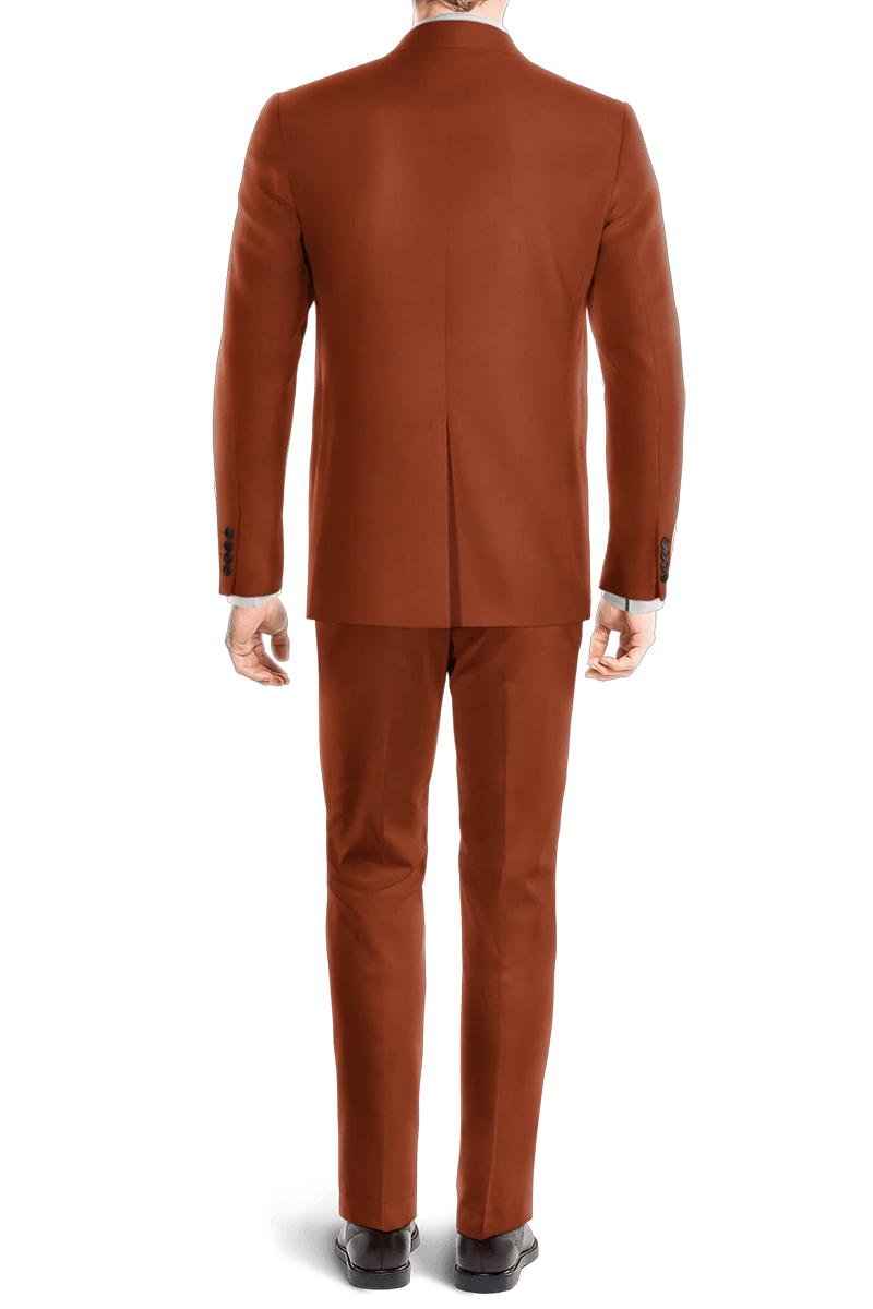 Terrakotta-Orange Slim Fit 3-teiliger Anzug mit 2 Knöpfen