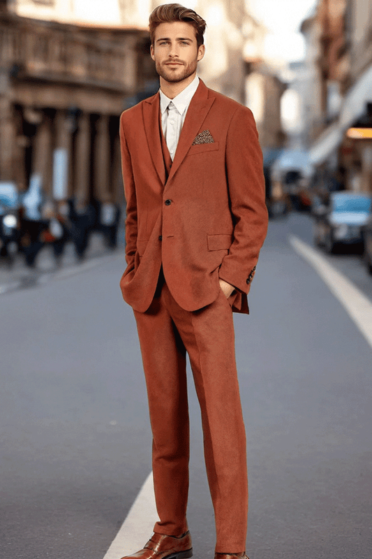 Terracotta Orange Slim fit 3 piece 2-Button Suit