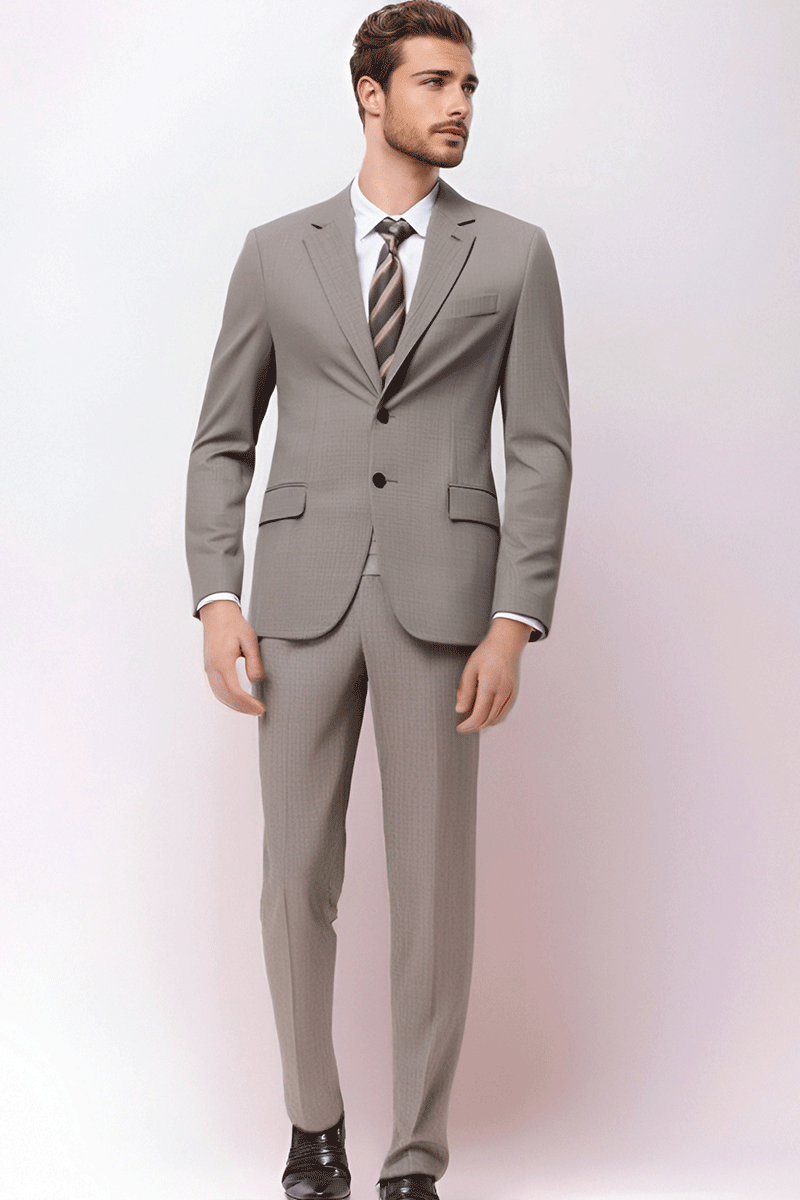 Thin Sand Grey Regular 2 piece 2-Button Suit