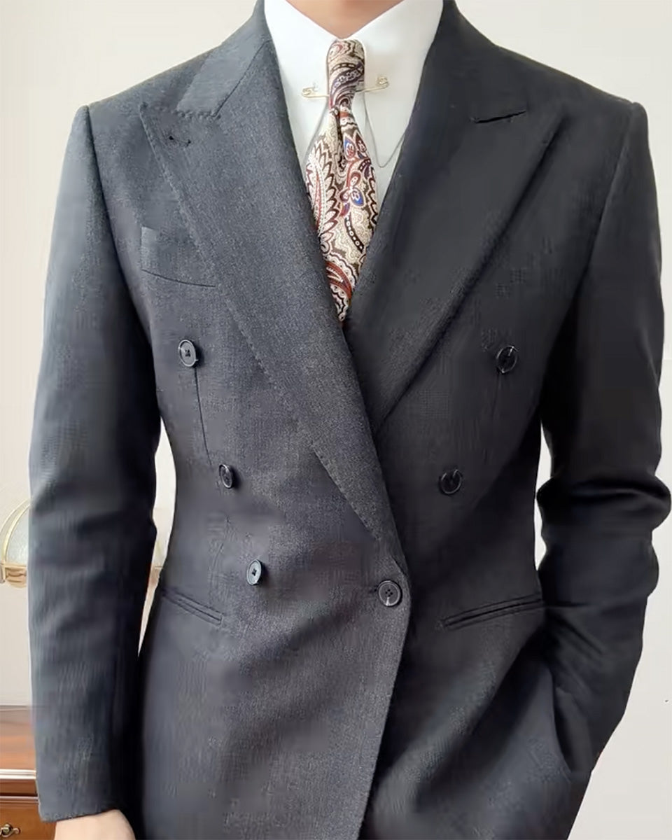 Dark Gray Double-breasted 2-piece Suit