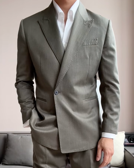Charcoal Gray Single-breasted 2-piece Suit