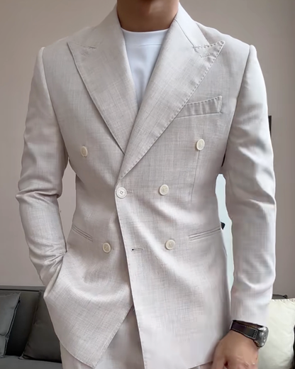 White Double-breasted 2-piece Suit