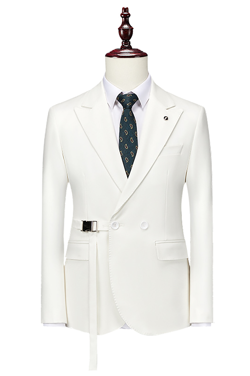 White 2-Button Flexible Waistband Modern Fit Suit