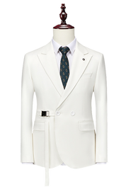 White 2-Button Flexible Waistband Modern Fit Suit