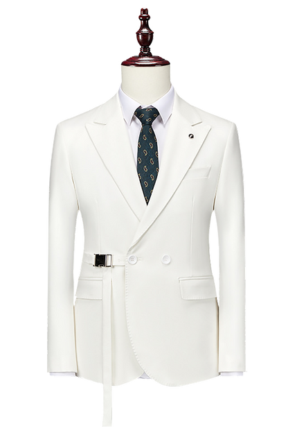 White 2-Button Flexible Waistband Modern Fit Suit