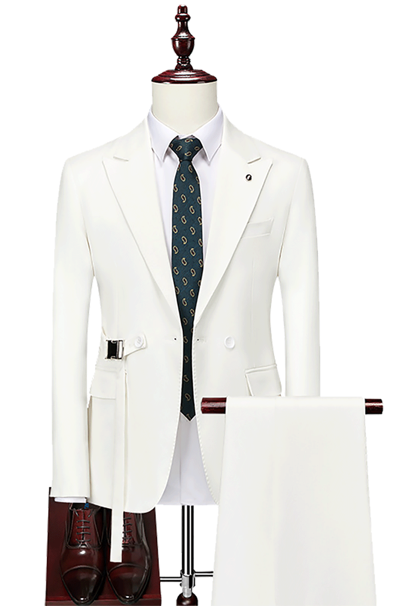 White 2-Button Flexible Waistband Modern Fit Suit