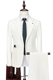 White 2-Button Flexible Waistband Modern Fit Suit