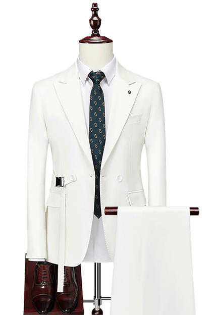 White 2-Button Flexible Waistband Modern Fit Suit