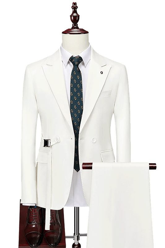 White 2-Button Flexible Waistband Modern Fit Suit