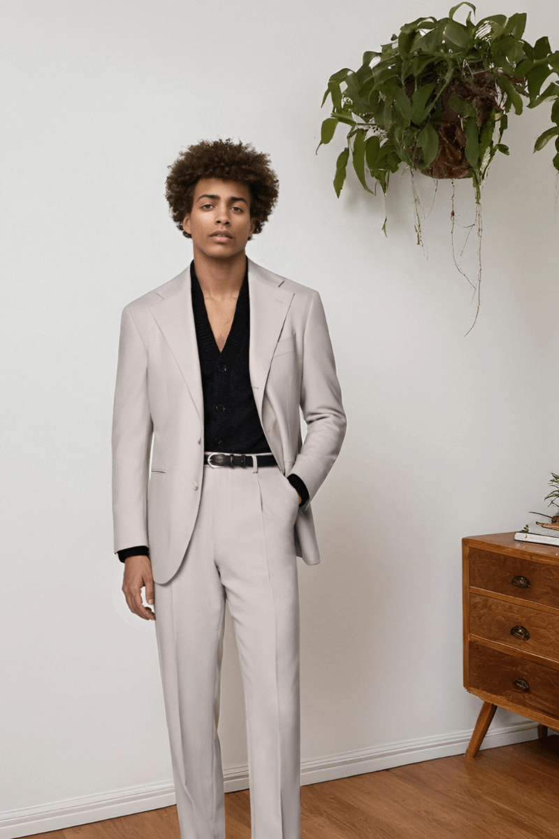 White 2-Button Wool Single Breasted Suit