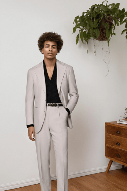 White 2-Button Wool Single Breasted Suit