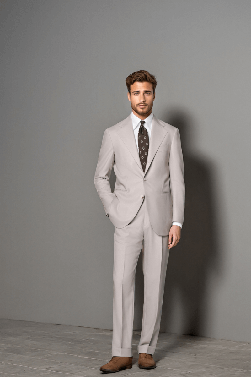 White 2-Button Wool Single Breasted Suit