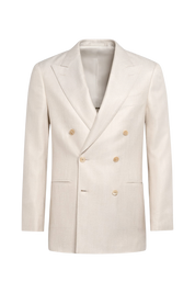 White Bamboo Peak Lapel Double Breasted Jacket