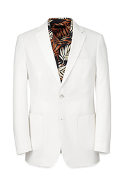 White Cotton Stretch Seersucker Notch Lapel Suit